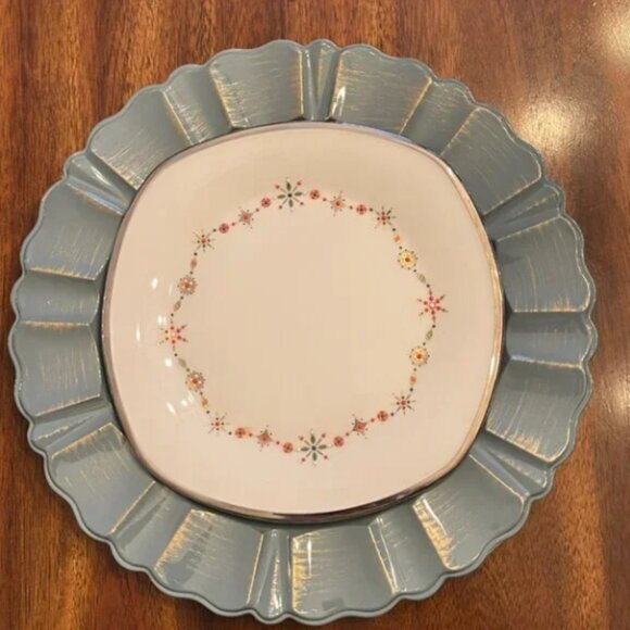 SET: Square Salad Plate w/Matching Mug Solitaire White Christmas by Lenox -4 ava - Picture 4 of 5